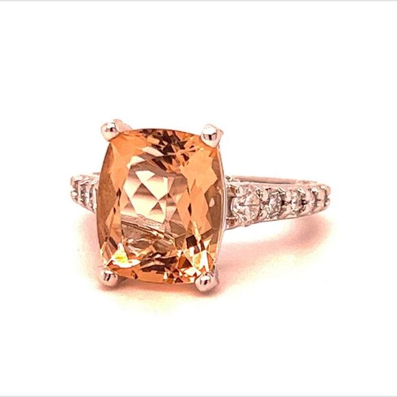 Natural Morganite Diamond Ring Size 6.25 14k Gold 5.26 TCW Certified $6,950 215 - Picture 7 of 15